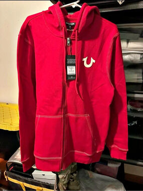 True Religion Core Stretch Zip Hoodie Zip Hoodie in Pink XL NWT